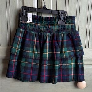 CP XS 4 Plaid Tiered Holiday Skirt in Green and Blue